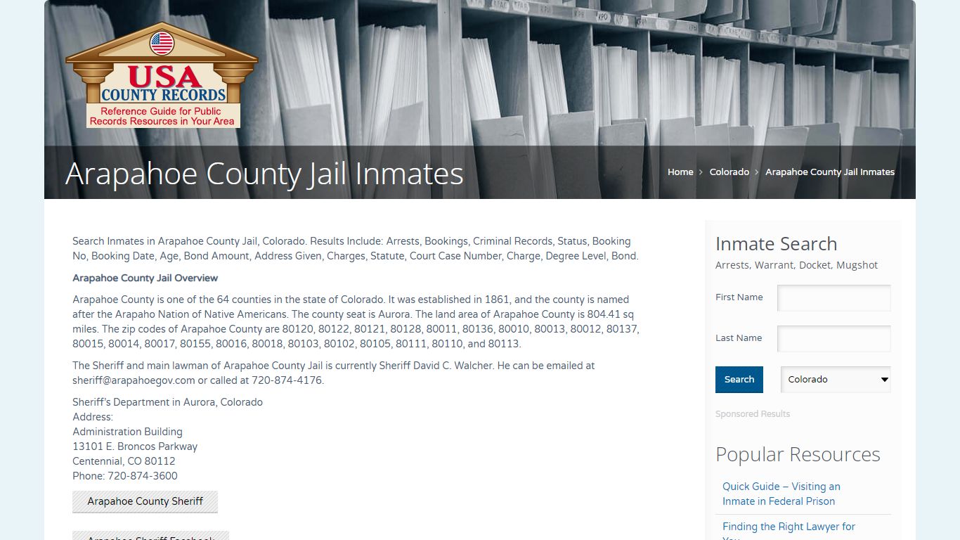 Arapahoe County Jail Inmates | Name Search